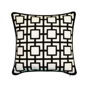 Modern Links Applique 20X20 Indoor Outdoor Decorative Pillow by Levinsohn Textiles in Black