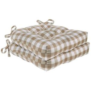 Buffalo Check Tufted Chair Seat Cushions Set of Two by Achim Home Décor in Taupe