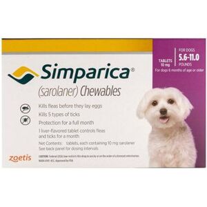 Simparica For Dogs 5.6-11 Lbs (Purple) 3 Doses