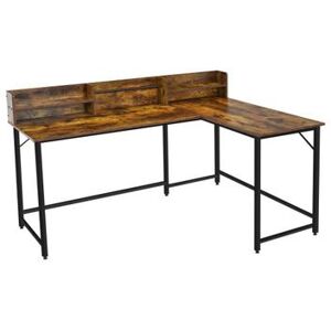 Costway 5.5 Inch L-shaped Computer Desk with Bookshelf-Rustic Brown