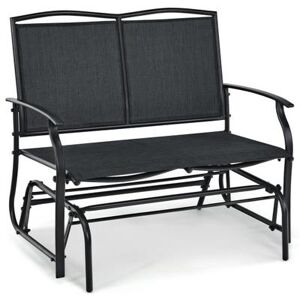 Costway Iron Patio Rocking Chair for Outdoor Backyard and Lawn-Black