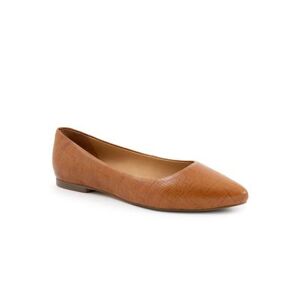 Extra Wide Width Women's Estee Slip On Flats by Trotters in Luggage Embossed (Size 8 1/2 WW)