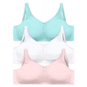 Plus Size Women's 3-Pack Cotton Wireless Bra by Comfort Choice in Pastel Assorted (Size 38 G)