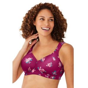 Plus Size Women's Microfiber Wireless Lightly Padded T-Shirt by Comfort Choice in Pomegranate Roses (Size 44 D) Bra