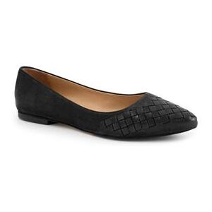 Extra Wide Width Women's Estee Woven Flat by Trotters in Black Nubuck (Size 7 1/2 WW)