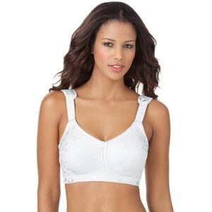 Plus Size Women's Jacquard Wireless Bra by Elila in White (Size 42 G)