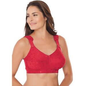 Plus Size Women's Jacquard Wireless Bra by Elila in Red (Size 40 I)