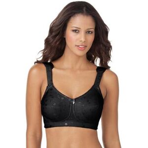 Plus Size Women's Jacquard Wireless Bra by Elila in Black (Size 50 K)