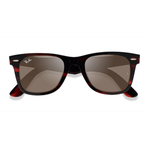 Unisex s wayfarer,wayfarer Striped Red Acetate Prescription sunglasses - Eyebuydirect s Ray-Ban RB2140