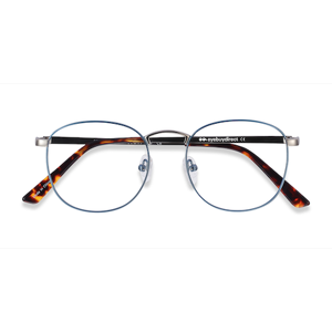 Unisex s round Frost Blue Metal Prescription eyeglasses - Eyebuydirect s St Michel