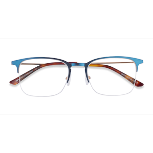 Unisex s rectangle Navy Metal Prescription eyeglasses - Eyebuydirect s Owen