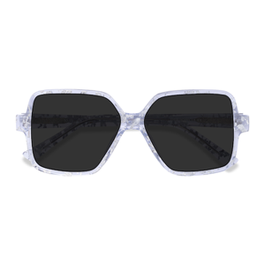 Unisex s square Clear Silver Acetate Prescription sunglasses - Eyebuydirect s Town