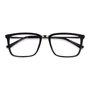 Male s rectangle Black Gold Acetate,Metal Prescription eyeglasses - Eyebuydirect s Volume