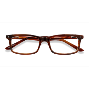 Unisex s rectangle Brown Striped Acetate Prescription eyeglasses - Eyebuydirect s Mandi