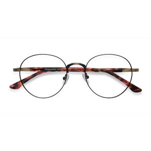 Unisex s round Matte Black and Tortoise Metal Prescription eyeglasses - Eyebuydirect s Fitzgerald