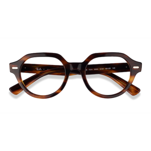 Unisex s round Striped Tortoise Plastic Prescription eyeglasses - Eyebuydirect s Ray-Ban RB7214 Gina