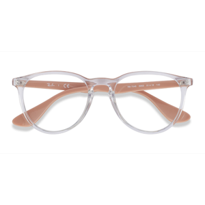 Female s round Clear & Pink Beige Plastic Prescription eyeglasses - Eyebuydirect s Ray-Ban RB7046