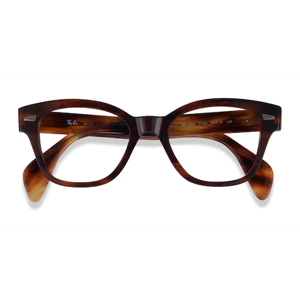 Unisex s square Brown Striped Acetate Prescription eyeglasses - Eyebuydirect s Ray-Ban RB0880