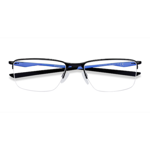 Male s rectangle Satin Black & Blue Metal Prescription eyeglasses - Eyebuydirect s Oakley Socket 5.5