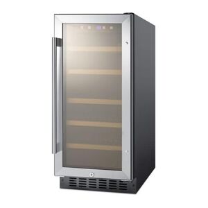"Summit ALWC15 14 3/4"" 1 Section Commercial Wine Cooler w/ (1) Zone - 23 Bottle Capacity, 115v, Silver"