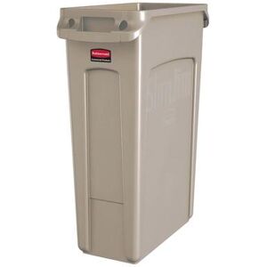 "Rubbermaid FG354060BEIG 23 gal Rectangle Slim Trash Can, 22""L x 11""W x 30""H, Beige, High-Impact Plastic"