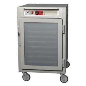 Metro C585-SFC-UPFC 1/2 Height Insulated Mobile Heated Cabinet w/ (8) Pan Capacity, 120v, Universal Wire Slides, Glass Doors, Stainless Steel