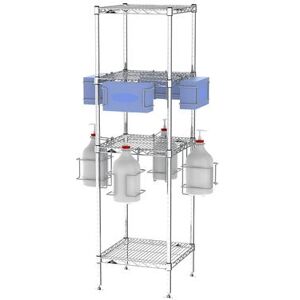 Metro CR181863-PPET 4 Shelf PPE Tree w/ (4) Glove Box Holders & (8) Sanitizer Holders, Stainless Steel, Steel and Stainless Steel, 4 Shelves