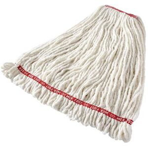 "Rubbermaid FGA21306WH00 Web Foot Large Wet Mop Head - 1"" Headband, 4 Ply Cotton/Synthetic Blend, White, Looped End"