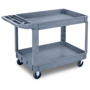 Carlisle UC452523 2 Level Polymer Utility Cart w/ 500 lb Capacity, Raised Ledges, Gray