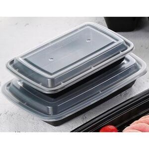 Yanco DP-2058BK 58 oz Rectangular Disposable Container w/ Lid - Plastic, Black, 58 Ounce