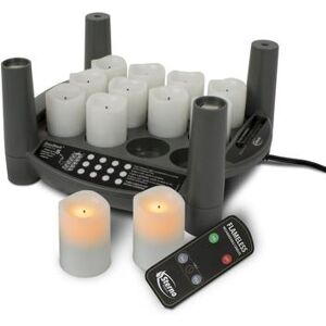 Sterno 60308 2.0T Series LED Flameless Votive Candle Set w/ Charging Tray, Amber Flame