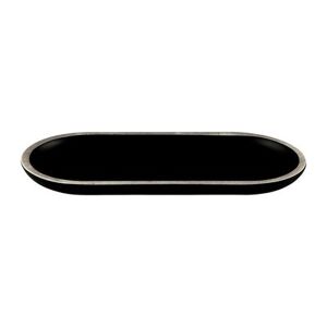 "Elite Global Solutions B252102-SLVB 10 1/4"" x 4 3/4"" Oval Melamine Dinner Plate - Black/Silver, 6/Case"