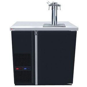 "Micro Matic MDD36W-E-C 36 3/4"" Dual Zone Wine Dispenser w/ (4) 1/6 Size Keg Capacity - (1) Column & (4) Taps, Black, 115v"