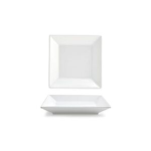 "Front of the House DAP002WHP23 5"" Square Kyoto Plate - Porcelain, White"