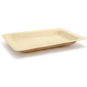 "Front of the House DAP061NAW28 Rectangular Servewise Disposable Plate - 8"" x 5 3/4"", Pinewood, Beige"