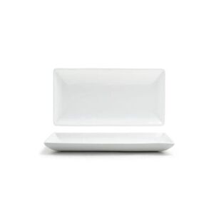 "Front of the House DSU009WHP21 Rectangular Mod Plate - 11 1/2"" x 4 1/4"", Porcelain, White, Set of 4"