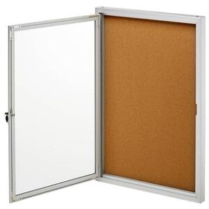 Alpine Industries ADI504-01-SC 24""W x 36""H Bulletin Memo Board - Lockable, Cork, Gray Frame"