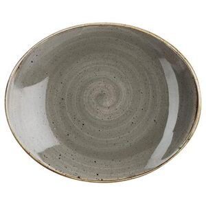 "Churchill SPGSOP71 7 3/4"" x 6 5/16"" Oval Stonecast Plate - Ceramic, Peppercorn Gray"