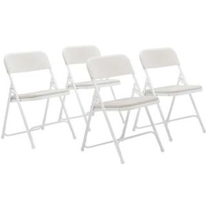 National Public Seating 821 Folding Chair w/ White Plastic Back & Seat - Steel Frame, White