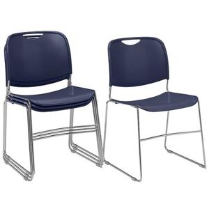 National Public Seating 8505 Stacking Chair w/ Navy Blue Plastic Back & Seat - Chrome Plated Frame