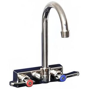 "BK Resources EVO-4SM-4G Splash Mount Faucet w/ 4"" Gooseneck Spout & 4"" Centers, Stainless Steel"