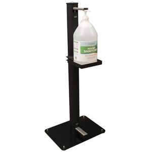 BK Resources FPSS-38 Foot Operated Sanitizer Stand for (1) 1 gal Jug, Stainless, Black, For 1 Gallon Jug, Powder Coated Steel Body