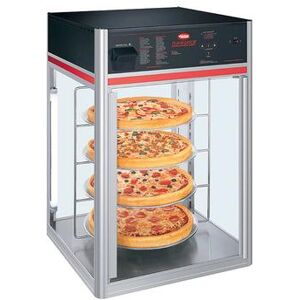 "Hatco FSDT-1 Flav-R-Savor 22 21/50"" Full Service Countertop Heated Display Case - (4) Tier Rack, 120v, Glass Door, 4 Tier Circle Rack, Silver"