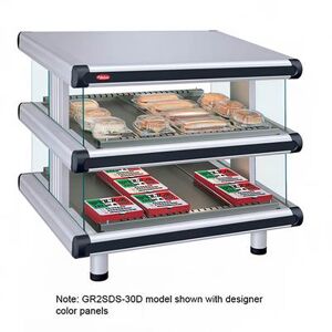 "Hatco GR2SDS-60D Glo-Ray 66 1/4"" Self Service Countertop Heated Display Shelf - (2) Shelves, 120/208v/1ph, Double Shelf, Silver"