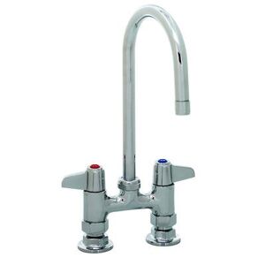 "T&S 5F-4DLX05 Deck Mount Faucet - 5 1/2"" Swivel Gooseneck Spout, 4"" Centers"