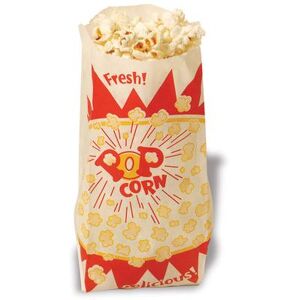 "Winco 41003 Benchmark 2 oz Paper Popcorn Bag - 5 1/4""W x 5 1/4""D x 12""H, 2 Ounce, Multi-Colored"