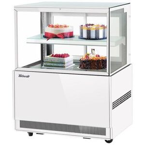 "Turbo Air TBP36-46FN-W 35 3/8"" Full Service Bakery Case w/ Straight Glass - (2) Levels, 115v, White"