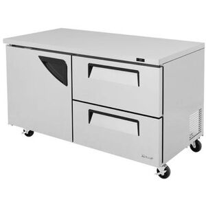 "Turbo Air TUR-60SD-D2-N 60 1/4"" W Undercounter Refrigerator w/ (2) Section, (1) Door & (2) Drawers, 115v, Stainless Steel"