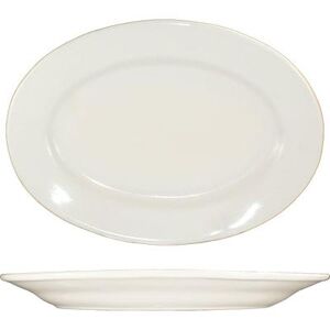 "ITI RO-13 11 1/2"" x 8 1/4"" Oval Roma Platter - Ceramic, American White"