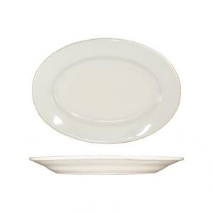 "ITI RO-51 15 1/2"" x 10 1/2"" Oval Roma Platter - Ceramic, American White"